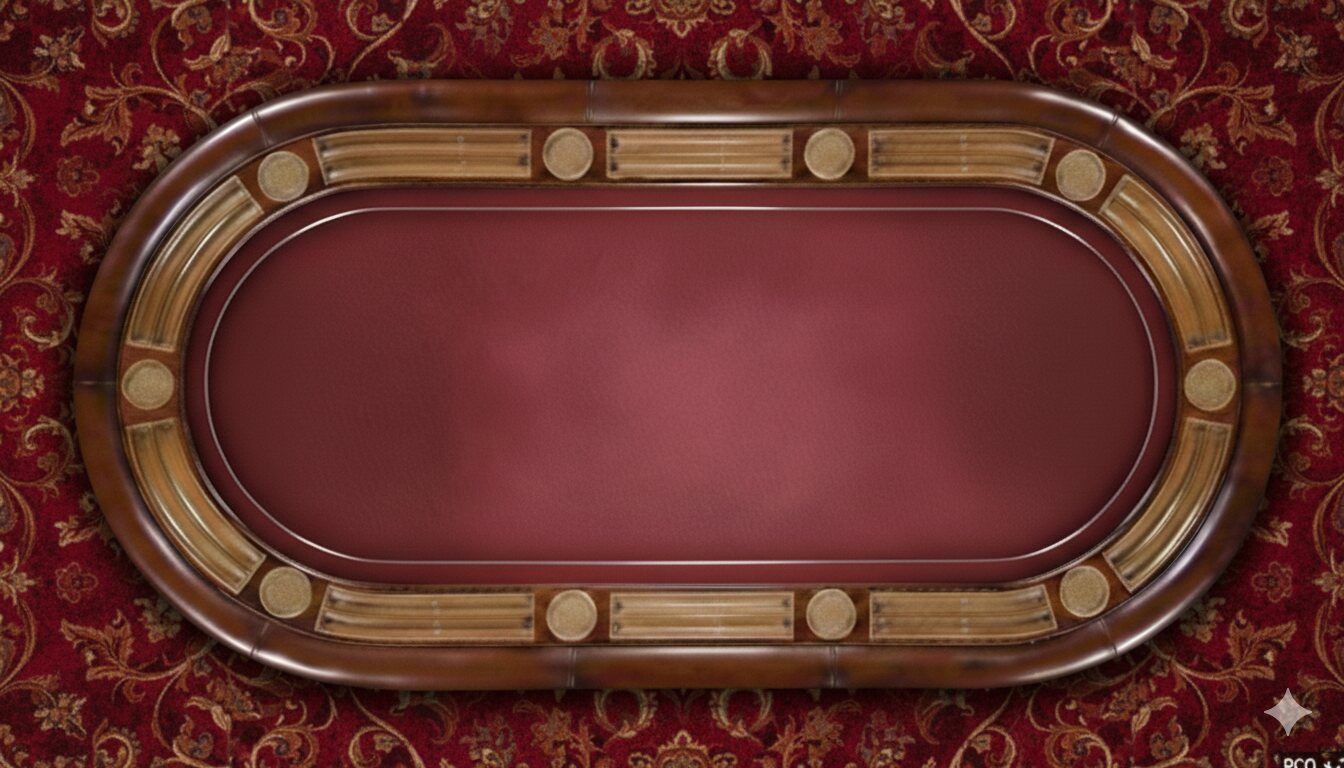An empty poker table seen from above